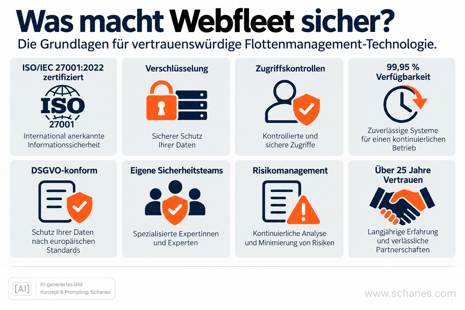 Webfleet Sicherheit – ISO 27001, Verschlüsselung, Zugriffskontrolle und Datenschutz